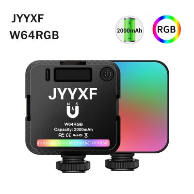 JYYXF ไฟเติมวิดีโอ LED RGB W64แสงไฟถ่ายภาพ2000Mah กระเป๋าแบบพกพาไฟ Vlog ไฟสมาร์ทโฟนไฟอ่อนเทียบกับ VL49