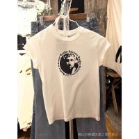 【s-5xl】ผ้าฝ้าย 100%[SR-STUDIO] Brandy Melville BM ใหม่ เสื้อยืดลําลอง ผ้าฝ้าย แขนสั้น คอกลม พิมพ์ลายตัวอักษร สไตล์เรโทร สําหรับสตรีS-5XL