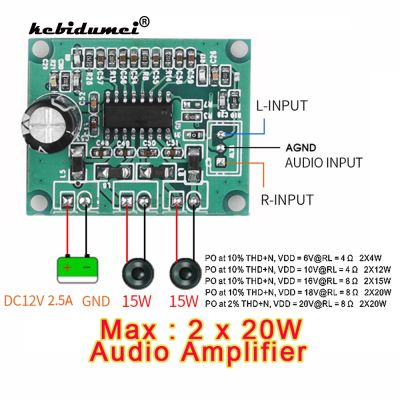 【CW】 2x15W Channel Digital Stereo Audio Sound Amplifier Board 30W 12V MP3 Amplification Module