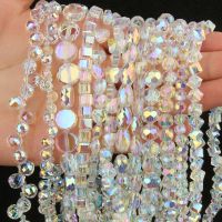 White AB Color Crystal Beads Flower Star Butterfly Round Square Heart Shape Faceted Glass Beads For Jewelry Making Accessories Beads