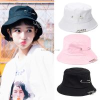 {You have a hat} แบบฮาราจูกุ,ผ้าฝ้ายบุคลิกภาพพังค์สไตล์ฮาราจูกุสีทึบ Topi Bucket ขาโลหะโอริงกว้างหมวกชาวประมงฮิปฮอปพับได้