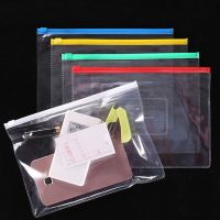 9pcs File Bag Transparent School Student Plastic A4 A5 A6 Documents Filing Storage Bag Organizer Information Pocket Folders