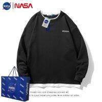 NASA เสื้อสเวตเตอร์สวมหัวสองชิ้นปลอมสไตล์ฮ่องกงคอกลมลำลองไซส์ใหญ่ใหม่สำหรับฤดูใบไม้ร่วง ~