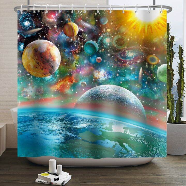 starry-sky-shower-curtain-forest-moon-bathroom-curtain-waterproof-fabric-mountain-river-night-landscape-bathtub-screen-180x200