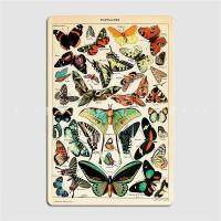 Lupeishop Vintage French Butterflys Charts โดย Adolphe Millot ป้ายโลหะ Wall Cave Club Bar Wall Decor ป้ายดีบุกโปสเตอร์-Papillon I