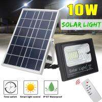 7 RV Spotlight Solar Cell โคมไฟโซล่าเซล โคมไฟสปอร์ตไลท์ พร้อมรีโมท LED 10/25/40/60/100/200W (แสงสีขาว) ไฟถนน ไฟโซล่าเซลล์ แบตเตอรี่ หัวไฟสวน ไฟสนาม โซ่ฟาร์ม ไ