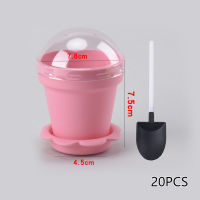 20 Sets Flowerpot Cake Pudding Cups with Lid Shovel Scoop Bottom Tray Plastic Yogurt Cup Dessert Container for Ice Cream Mousse