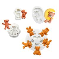 Flower Teddy Bear Silicone Sugarcraft Mold Chocolate Cupcake Baking Fondant Cake Decorating Tools Bread  Cake Cookie Accessories