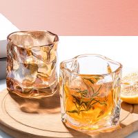 【CW】♠  GIANXI Transparent Glass Mug Glacier Wine Whiskey Cup Household Drinking Juice Irregular Cups Drinkware