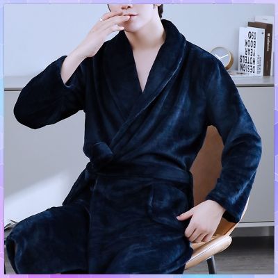 {Xiaoli clothing} Халая ผู้หญิงผู้ชายฤดูหนาว Plus ขนาด Flannel Robe ยาวพิเศษเสื้อคลุมอาบน้ำคนรักหนา Kimono เสื้อคลุมอาบน้ำชาย Dressing Gown Robes