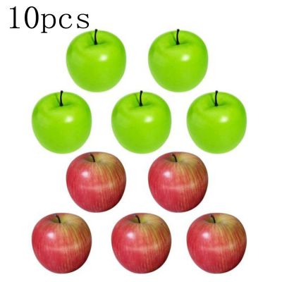 MYTOOLS แอปเปิ้ลผลไม้จำลองแอปเปิ้ลพลาสติก10ชิ้นพร็อพอุปกรณ์ตกแต่งบ้าน3.1*3.3นิ้ว