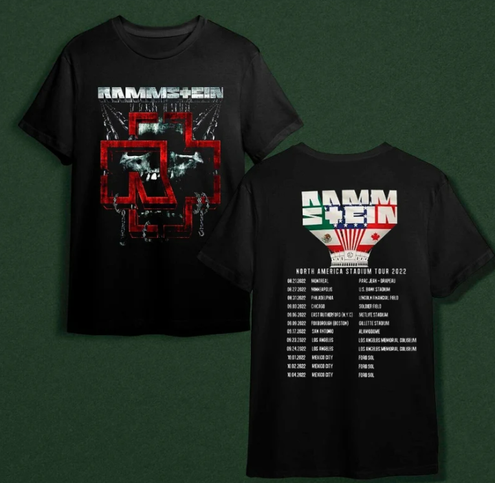 Rammstein North America Stadium Tour Shirt, 2 sided Lazada