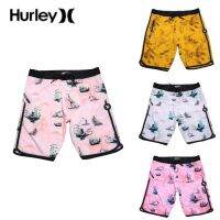 Hurley เข้ารูปผู้ชายชายหาดพักผ่อนกีฬา Surf พิมพ์ลายกางเกงขาสั้นขนาดใหญ่ชุดว่ายน้ำกางเกงออกกำลังกายพร้อมกระเป๋า