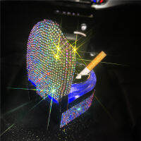 Auto Car Ashtray แบบพกพาพร้อมฝาปิด Smell Proof Glitter Diamond ที่เขี่ยในรถยนต์พร้อมไฟสำหรับผู้หญิงสำหรับรถยนต์ Home Office