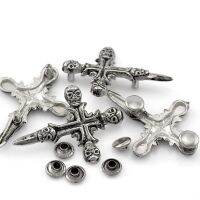 Stud Spot Spike Rivet Garment Punk Cross Skull Skeleton Clothes Bags Sewing Accessories Antique Silver Tone 5 Sets