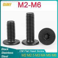 ☢ 10-50Pcs M2 M2.5 M3 M4 M5 M6 CM Black Stainless Steel Hex Hexagon Socket Ultra Thin Super Low Flat Head Allen Cap Screw Bolt