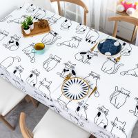 【cw】 Cartoon Cat Tablecloth Nordic Plaid Cloth Art Small Fresh Lattice Desk Coffee Table Table Cloth Rectangular Tablecloths Nappe ！