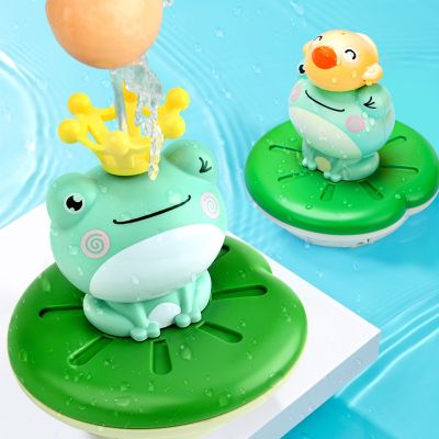 ∋✘ Bath Toys Electric Spray Water Floating Rotation Frog Sprinkler Shower Game For Children Kid Swimming Bathroom for Children Gift