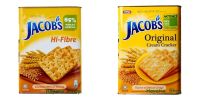 (2 รส) Jacobs Hi Fiber Cream Cracker และ Jacobs Original Cream Cracker ขนมปังจาค็อบส์ จาค็อบส์ ขนาด 700 กรัม (2 กระปุก 2 รสชาติ) Hayatie_Shop