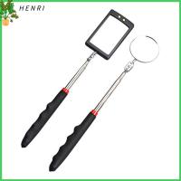 HENRI 2 Pieces การหมุน360 ° กระจกตรวจสอบกล้องส่องทางไกล เหล็กไร้สนิม สี่เหลี่ยมและกลม Telescoping นำแสง กันลื่น ไฟ LED 2ดวง เครื่องมือตรวจสอบการตรวจสอบ ตรวจสอบสภาพรถ