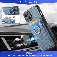 Eptwoo สําหรับ iPhone 14 13 12 11 Pro Max XR XS Max X XS 8 7 6 6S Plusเปลือกหอยโทรศัพท์มือถือเปลือกคาร์บอนไฟเบอร์ป้องกันการสั่นสะเทือนการตกและการออกแบบการ์ดเมก้าที่มีฝาครอบด้านหลังนุ่มแหวนc1-8