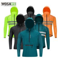 WOSAWE Men Windproof Waterproof Reflective Cycling Jacket MTB Bicycle Long Sleeve Windbreaker Sleeveless Vest Bike Coat Jersey