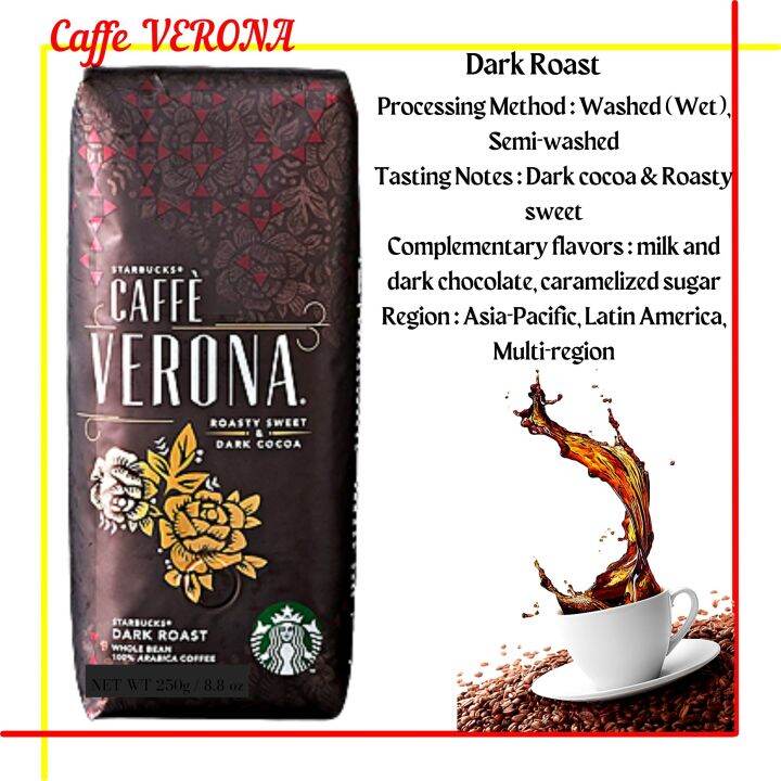 Original Starbucks Caffe Verona Dark Roast Coffee 250g 100 Arabica