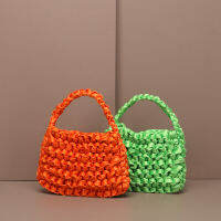 Summer Fashion Kniting Small Woven Crochet Bag Silk Satin Bag Green Bag Mini Bags For Women 2021