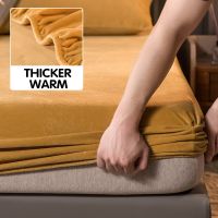 Winter Thicker Warm Flannel Fitted Sheet with Elastic Band (Without Pillowcase) Soft Breathable for Single or Couple Bed