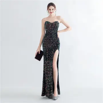 Long sequins fat size plus size Birthday Dress banquet formal evening dress  wedding dress