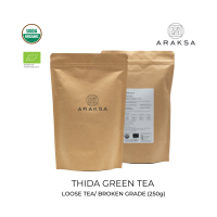 Araksa ชาเขียว ออร์แกนิค แบบบรรจุถุง 250กรัม Organic Green tea value pack 250g สำหรับ Hot/ Iced tea, Kombucha, Cold brew &amp; etc