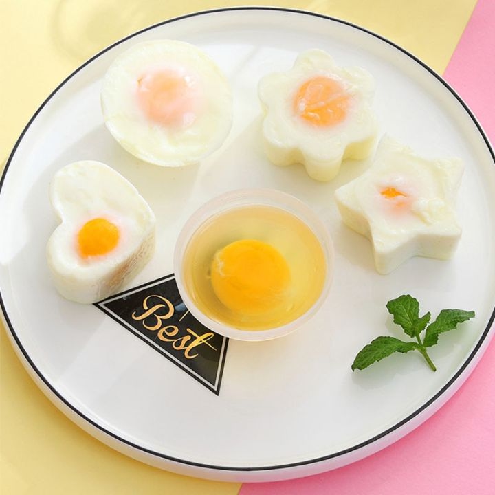 4ที่ต้มไข่พลาสติกน่ารักชิ้น-เซ็ตอุปกรณ์ทำอาหารในครัวรูปแบบแม่พิมพ์ไข่กับฝาแปรง