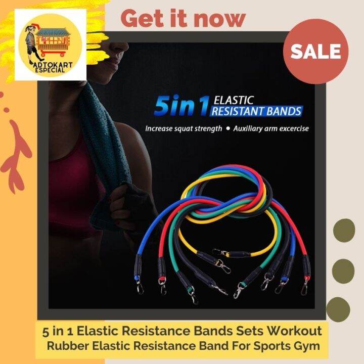 5 in 1 Elastic Resistance Bands Sets Workout Rubber Elastic Resistance