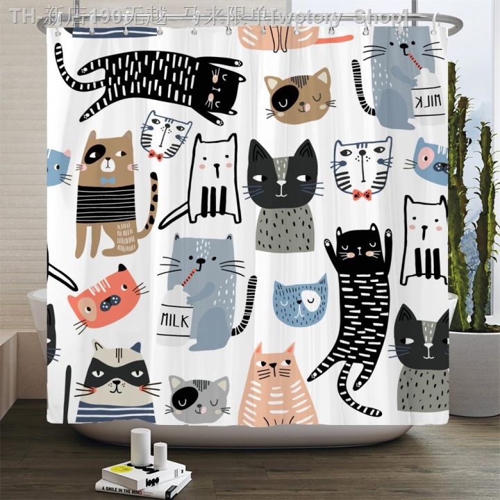 cw-printed-shower-curtain-cartoon-animal-curtains-bathtub-bathing-cover-with-12-pcs-hooks