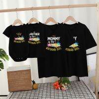 [COD] BIRTHDAY GIRL letter colorful painting plate printing parent-child short-sleeved top T-shirt