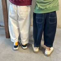 4734C Childrens Overalls Pants Boys Casual Cotton Pants 2023 New Spring and Autumn Girls Pant Simple All Match Trousers