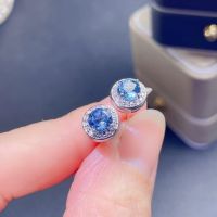 New S925 Silver Natural Topaz Stud Earrings For Women Jewelry Daily Wear Attractive Party Gift Birthstone