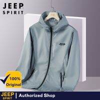 JEEP SPIRIT รถจี๊ปวิญญาณเสื้อโค้ทแจ็คเก็ตกลางแจ้งแห้งเร็วกันลมสำหรับผู้ชายตั้งแคมป์วิ่งบังแดดแจ็คเกตกันน้ำเดินป่า