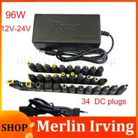 Merlin Irving Shop 96W 12V 24V Adjustable power supply Charger 34 connector head Universal battery Adapter For Laptops