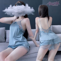 Womens Sexy Lingerie Sexy home pajamas temptation suit Satin ice nightdress lace women IOTB