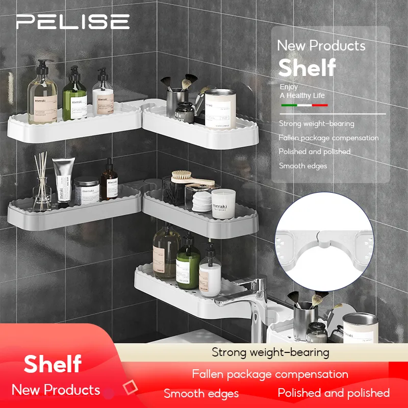 Bathroom Shelf Wall Mounted Bathroom Kitchen No Drill Storage Rack Super  Adhesive