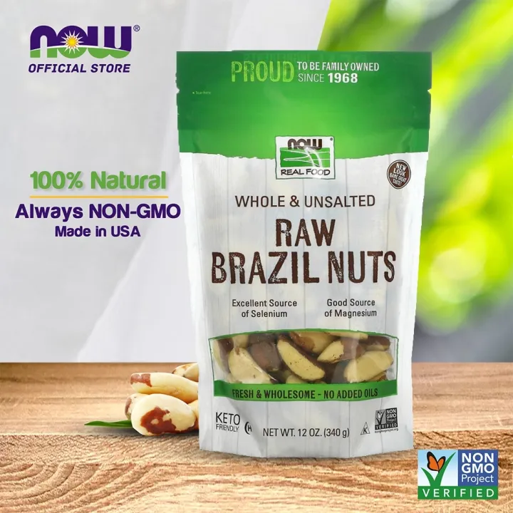 NOW Foods Brazil Nuts Whole Raw and Unsalted Source of Selenim and Magnesium 12Ounce (340g