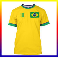 Brazil Flag Series การพิมพ์ 3 มิติฤดูร้อนผู้ชาย O Neck ฟุตบอลเสื้อยืดลำลองแขนสั้นพลัสขนาดเสื้อสวมหัวผู้ชายแฟชั่นเสื้อผ้า XS-5XL