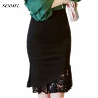 SEXMKL Womens Lace Pactwork Skirts 2021 High Waist Casual Summer Sexy Skirts Slim Red Office Lady Work Black Skirts Plus Size