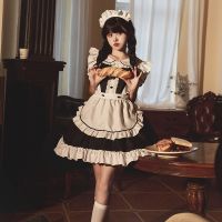 Maid Amazon ข้ามพรมแดนชุดแม่บ้านชุดคอสเพลย์ญี่ปุ่นเครื่องแบบร้านอาหารเสื้อลูกไม้แขนสั้น