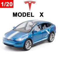 120 TESLA Model X Alloy Diecast Model Car Vehicles Simulation Metal New Energy Car With Pull Back Sound Light Collection Gifts