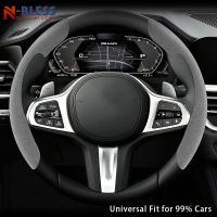 【YF】 New 2 Halves Car Steering Wheel Cover 38cm 15inch Fur Material Booster better steering wheel grip Anti-skid Accessor