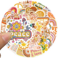 ✨พร้อมส่ง✨Groovy Boho Hippie INS sticker LOVE PEACE สไตล์สยองขวัญ ติดสเก็ตบอร์ด 50ชิ้น