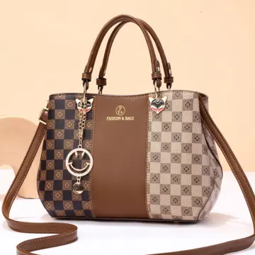 Jual DISKON TAS SELEMPANG MINI HANDBAG COKLAT MOTIF LOUIS VUITTON