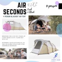 QUECHUA เต็นท์เป่าลม 1 ห้องนอนรุ่น Air Seconds 4.1 F&amp;B สำหรับ 4 คน ( 4 person blackout air tent - Air Seconds 4.1XL Fresh&amp;Black) CAMPING TENTS เต็นท์ แคมป์ปิ้ง ตั้งแคมป์ เต็นท์ตั้งแคมป์